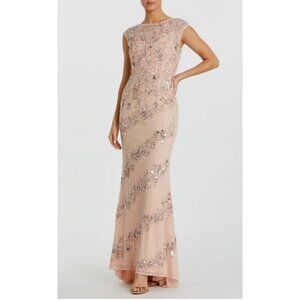 MAC DUGGAL Embellished Bateau Neck Cap Sleeve Gown Size 10 $698